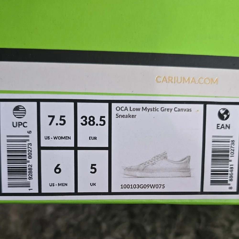 Cariuma Taupe Canvas Sneakers with Cream and Green Accents - Picture 2 of 4